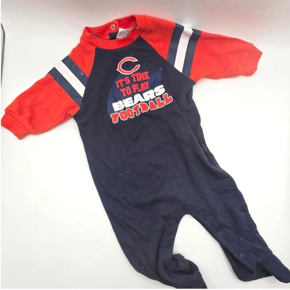 NFL Team Apparel Chicago Bears Sleeper Navy Orange Infant 3-6 Months